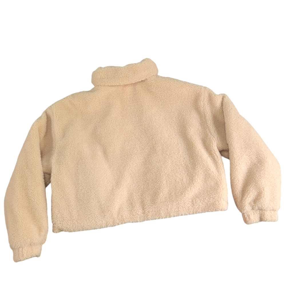 BP Women's Sherpa Jacket Small Cream Beige Oversized Cropped SOFT Coat Shacket - Picture 3 of 13